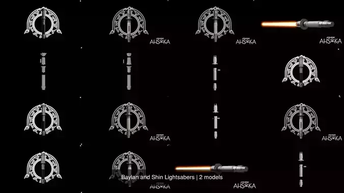 Baylan and Shin Lightsabers 3D Model Collection