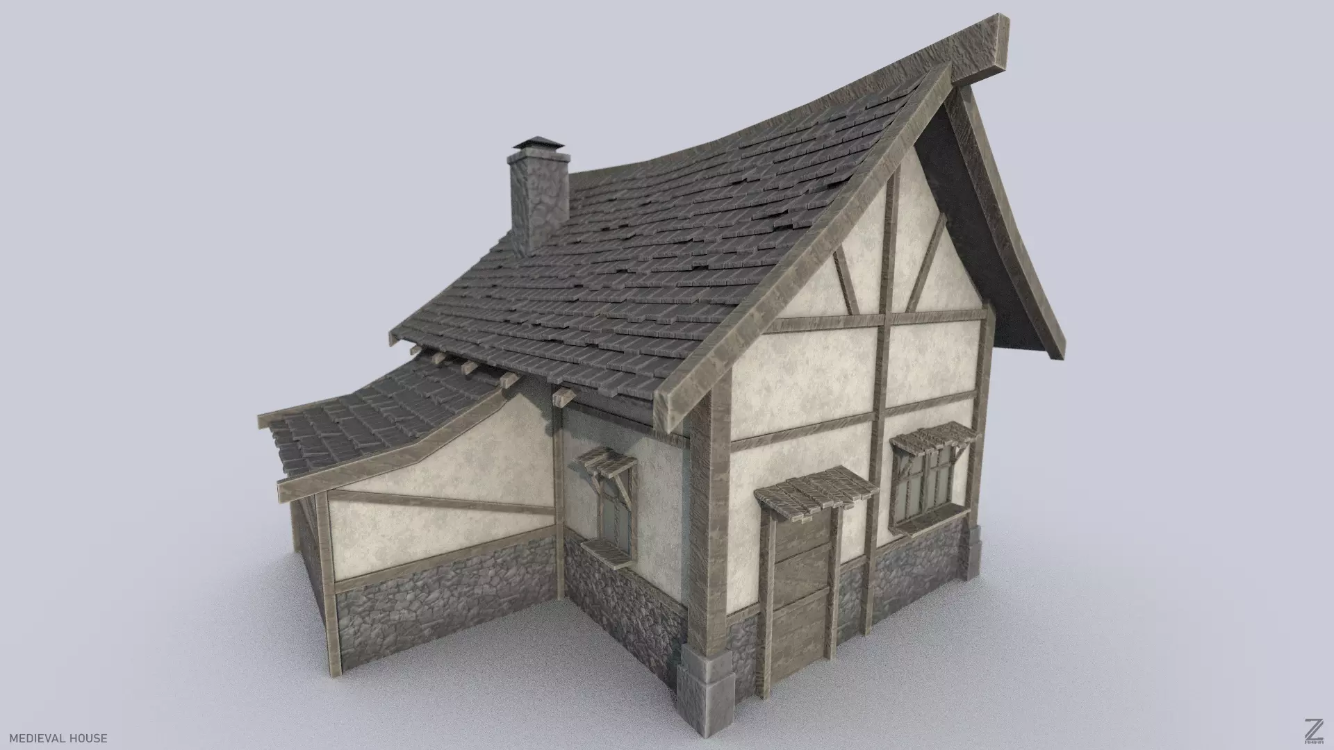 Medieval house Low-poly 3D model