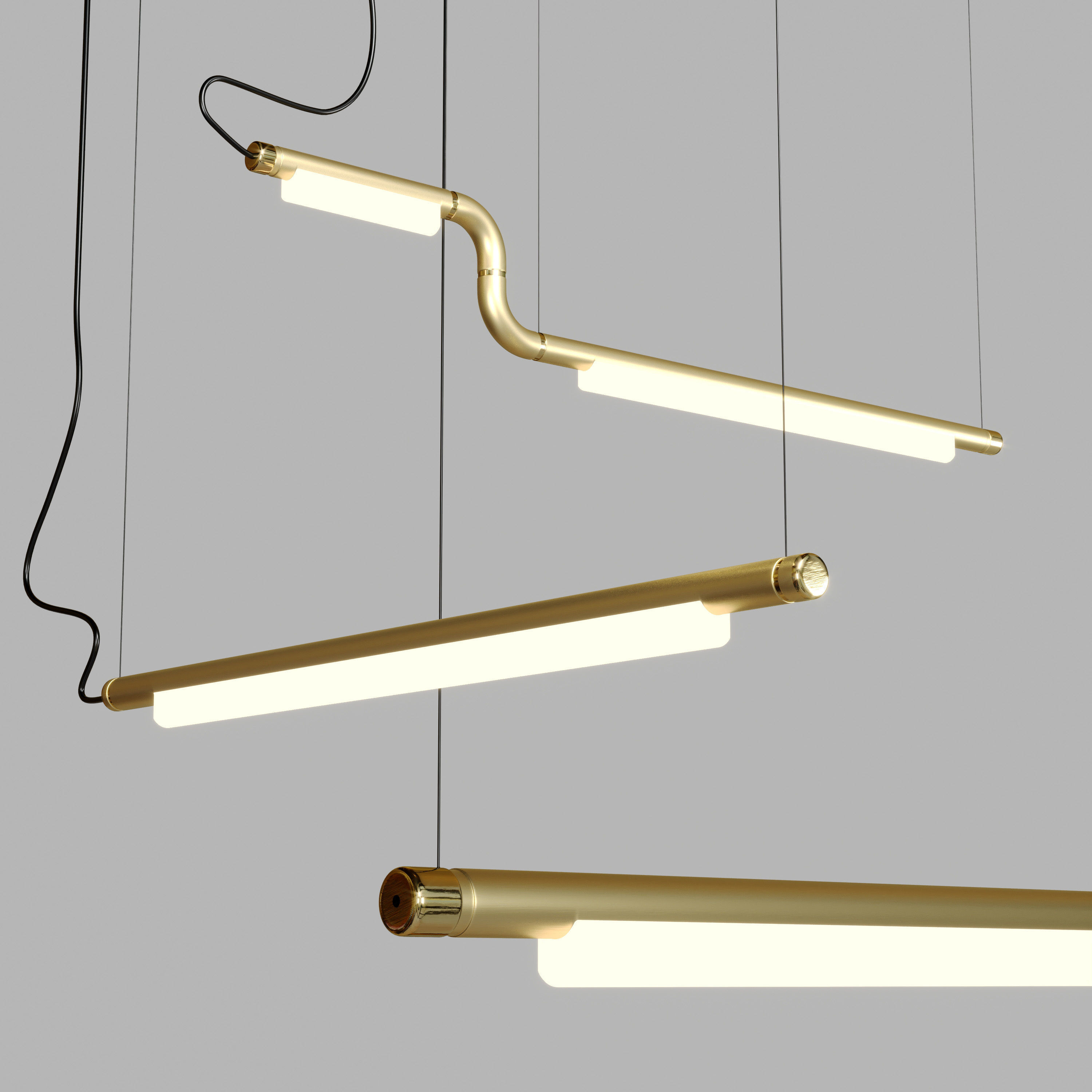 Pipeline CM2 LED Linear Suspension Light Low-poly 3D model_2