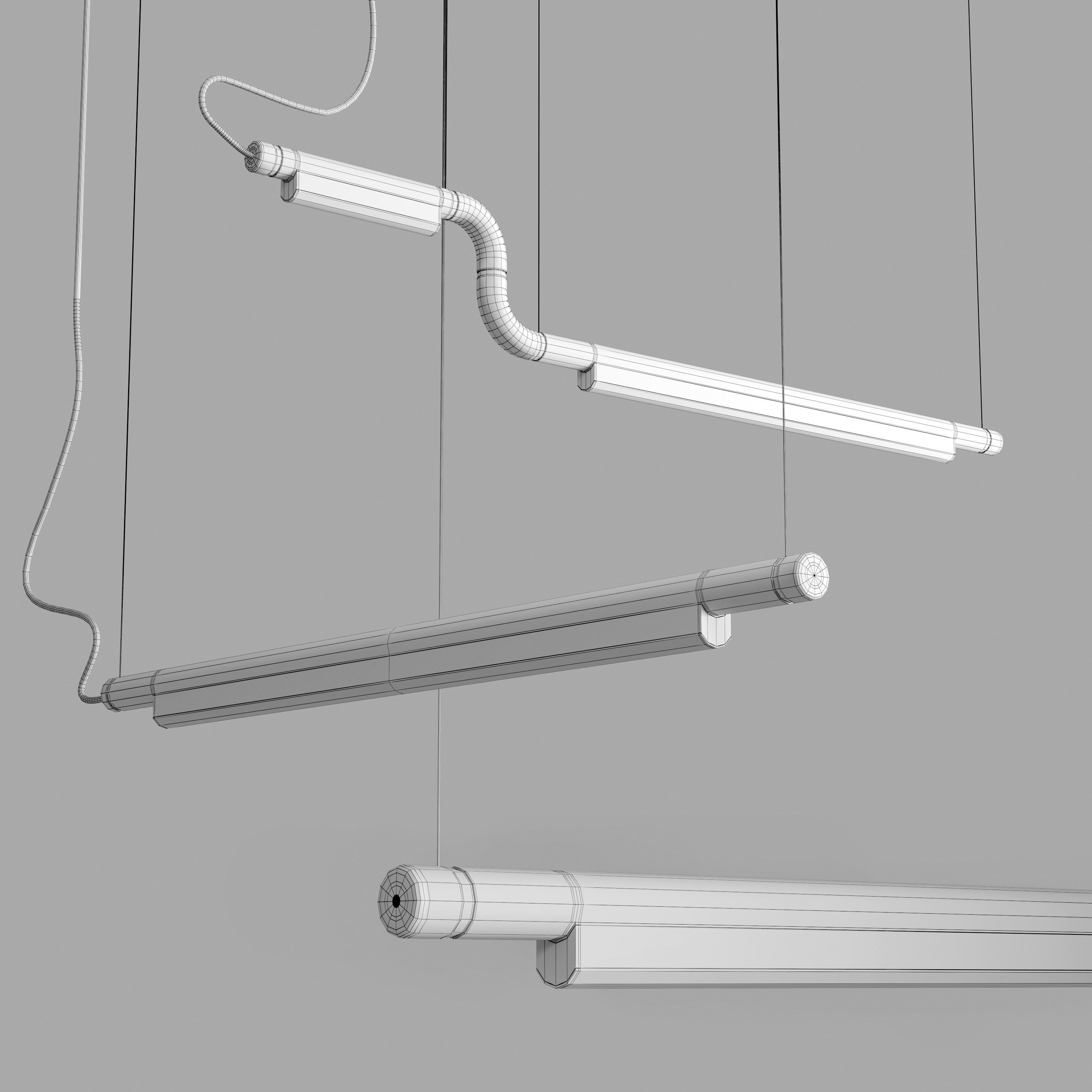 Pipeline CM2 LED Linear Suspension Light Low-poly 3D model_3