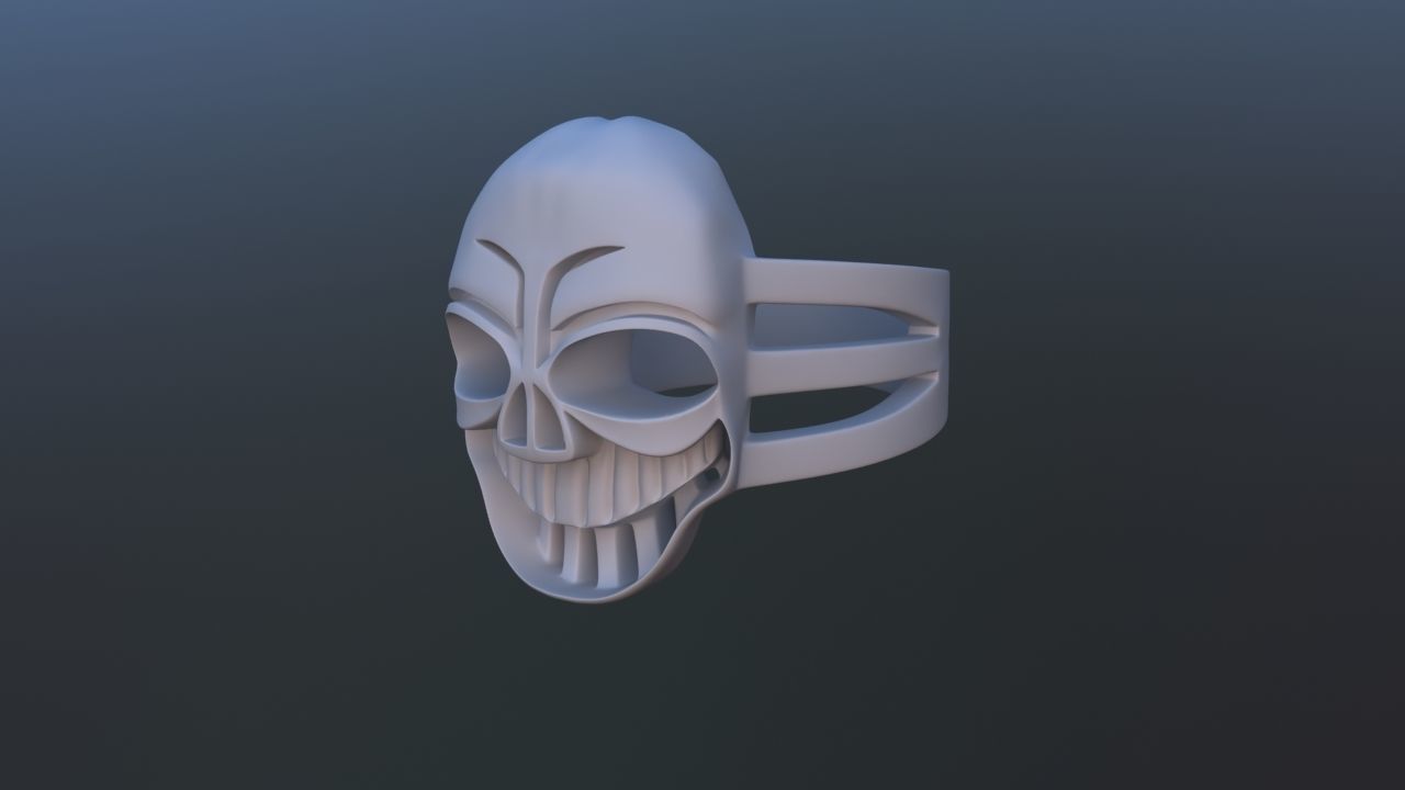 Smiling Skull Ring 3D print model_1