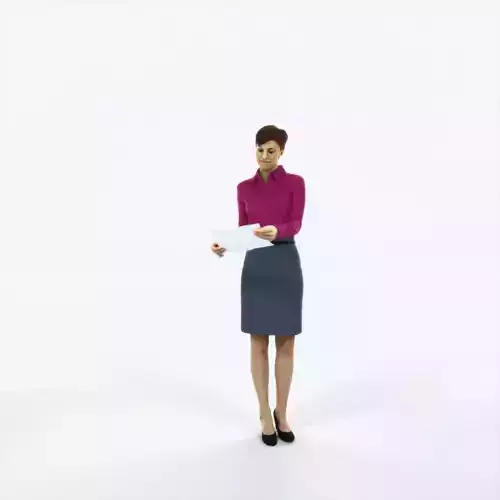 Luna 28L Documents Reading Reading Business Woman Low-poly 3D model