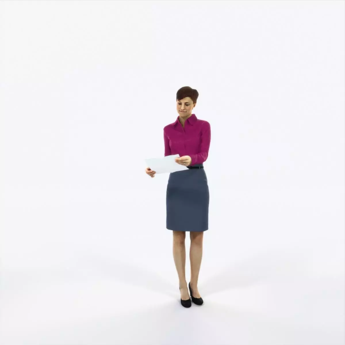 Luna 28L Documents Reading Reading Business Woman Low-poly 3D model_0