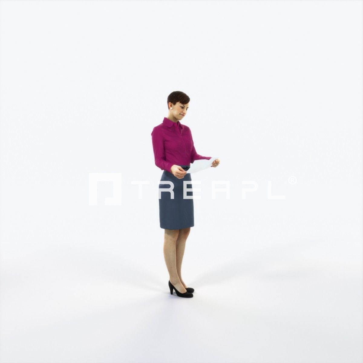 Luna 28L Documents Reading Reading Business Woman Low-poly 3D model_2