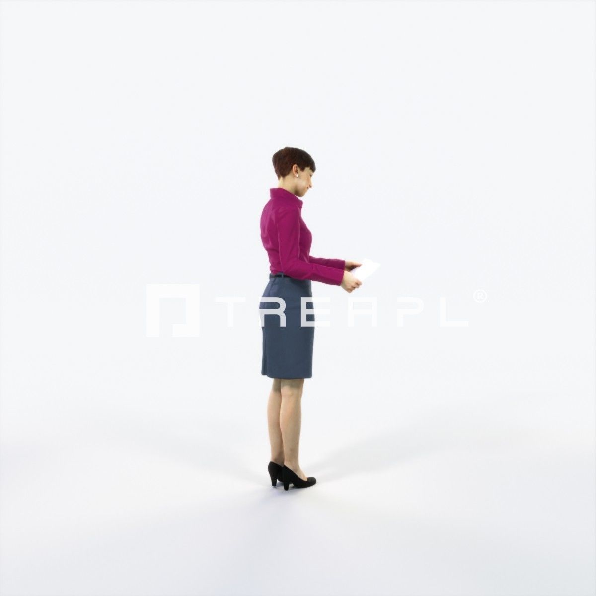 Luna 28L Documents Reading Reading Business Woman Low-poly 3D model_3