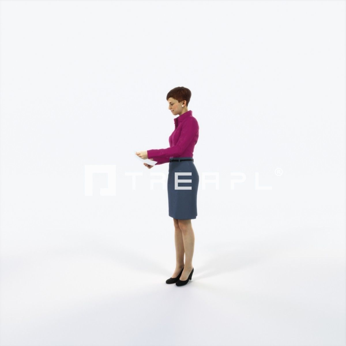 Luna 28L Documents Reading Reading Business Woman Low-poly 3D model_6