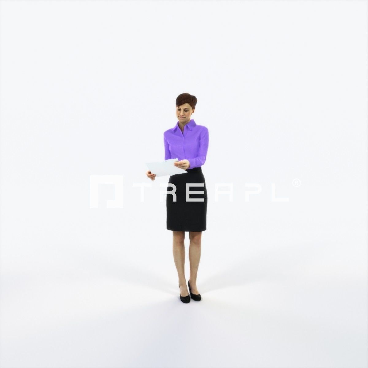 Luna 28J Documents Reading Reading Business Woman Low-poly 3D model_1