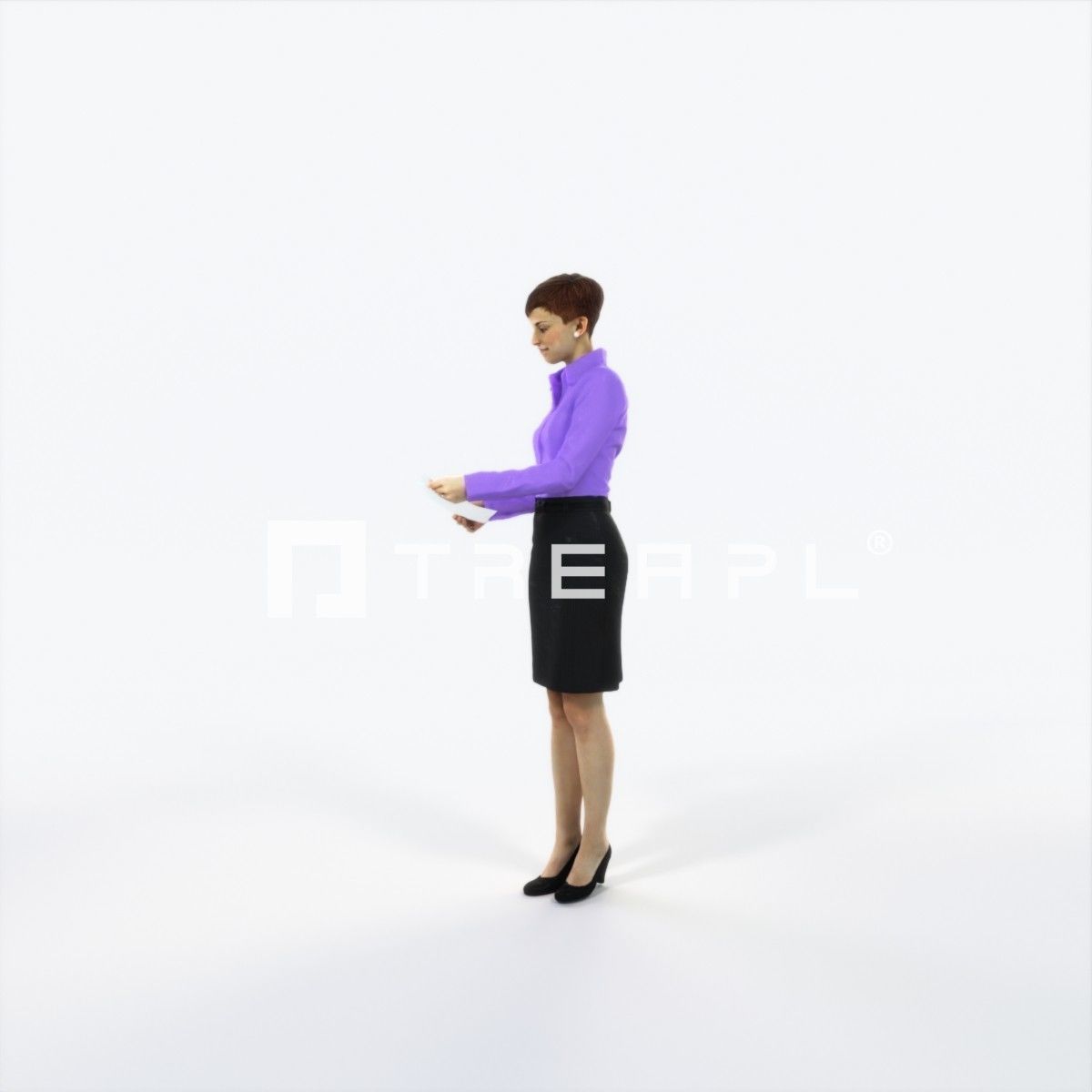 Luna 28J Documents Reading Reading Business Woman Low-poly 3D model_6