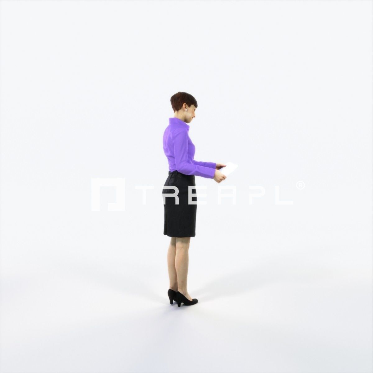Luna 28J Documents Reading Reading Business Woman Low-poly 3D model_3