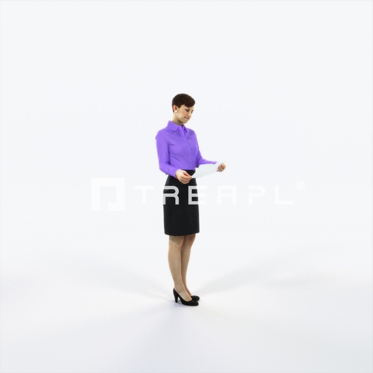 Luna 28J Documents Reading Reading Business Woman Low-poly 3D model_2