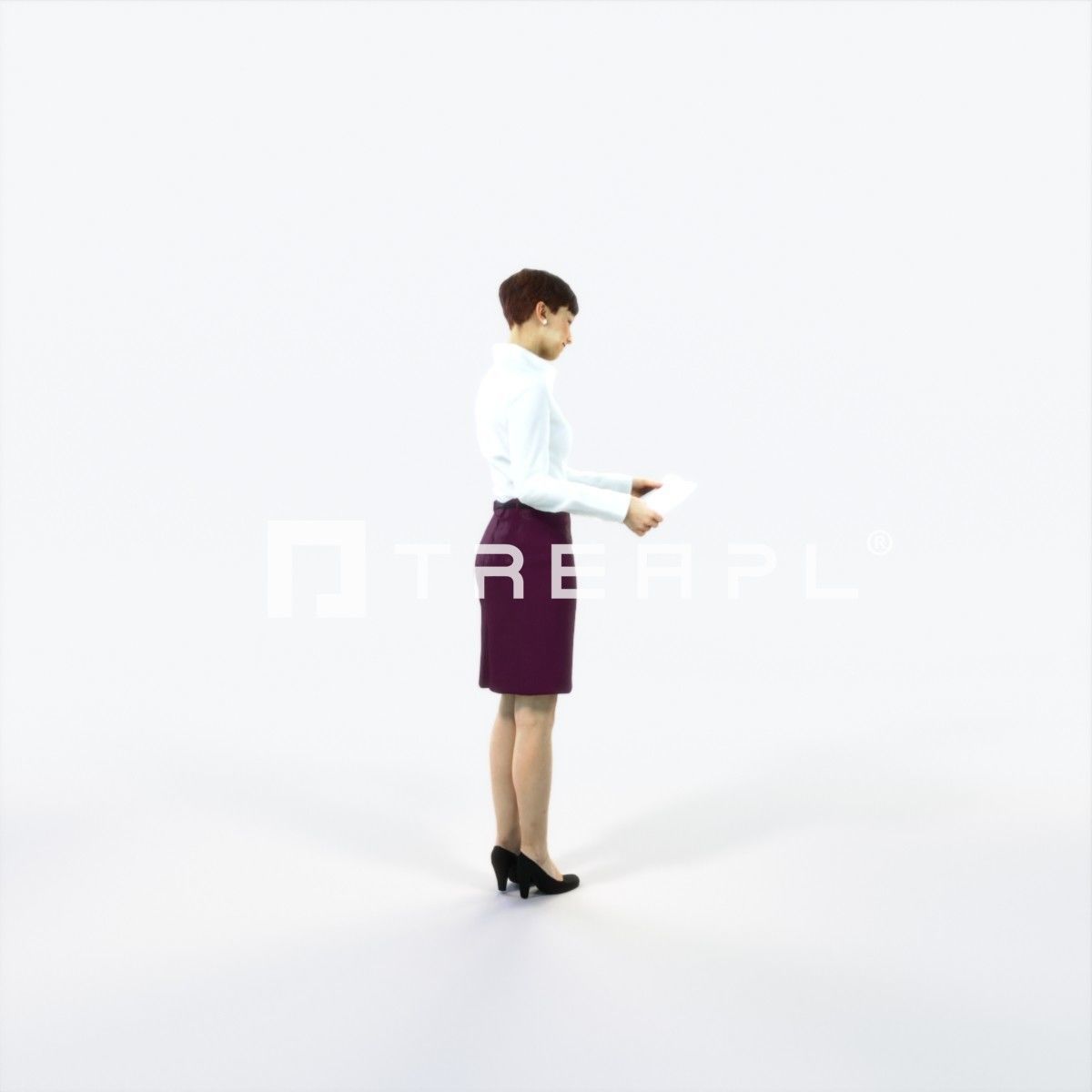 Luna 28I Documents Reading Reading Business Woman Low-poly 3D model_3