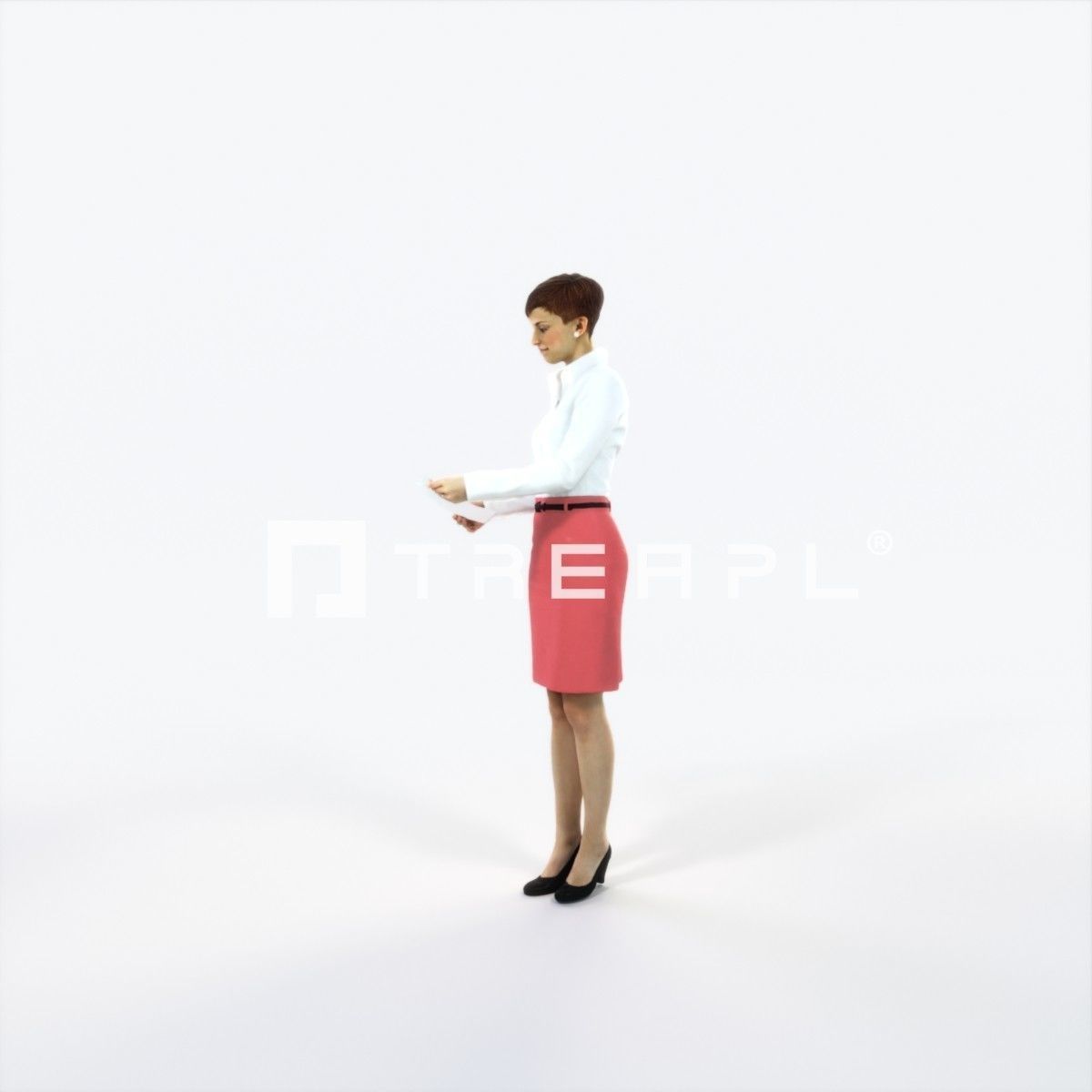 Luna 28F Documents Reading Reading Business Woman Low-poly 3D model_6