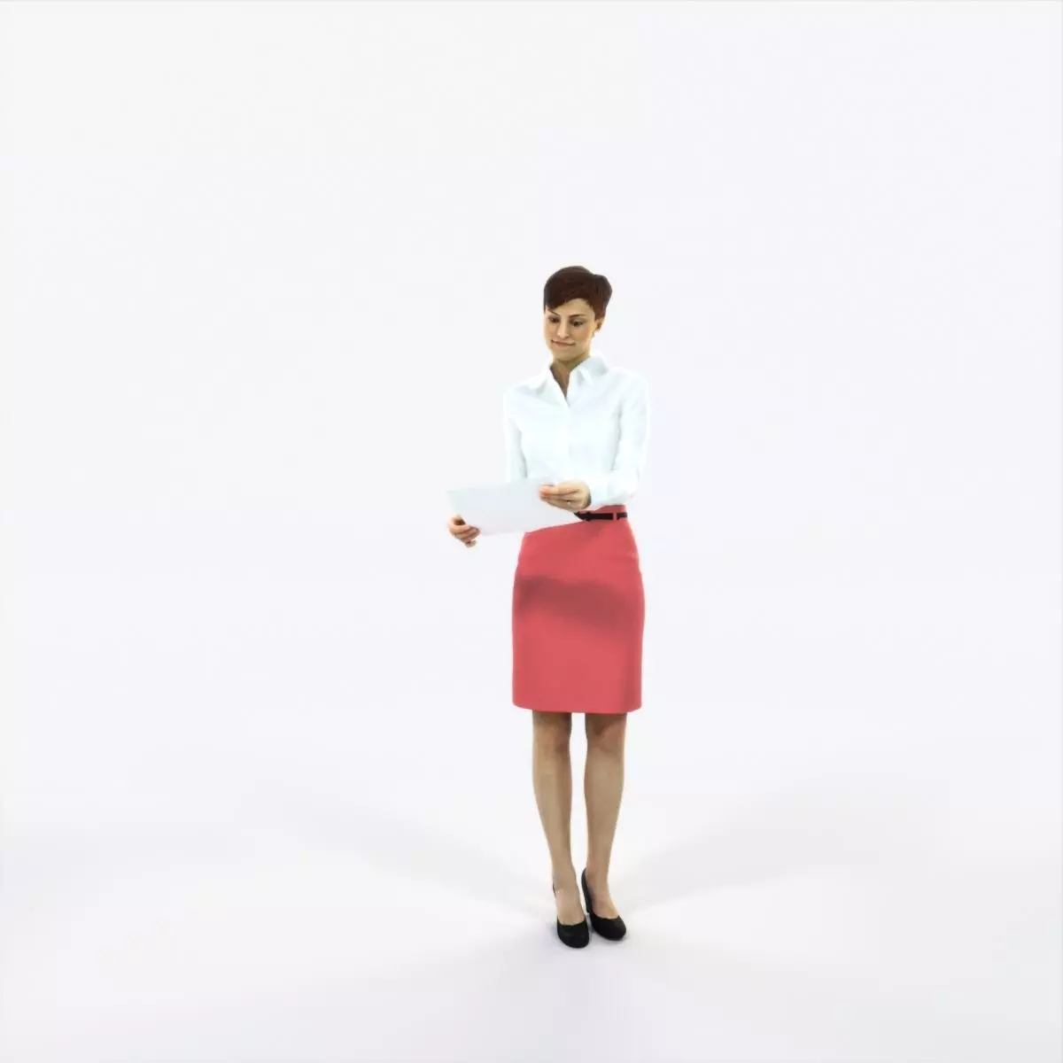 Luna 28F Documents Reading Reading Business Woman Low-poly 3D model_0