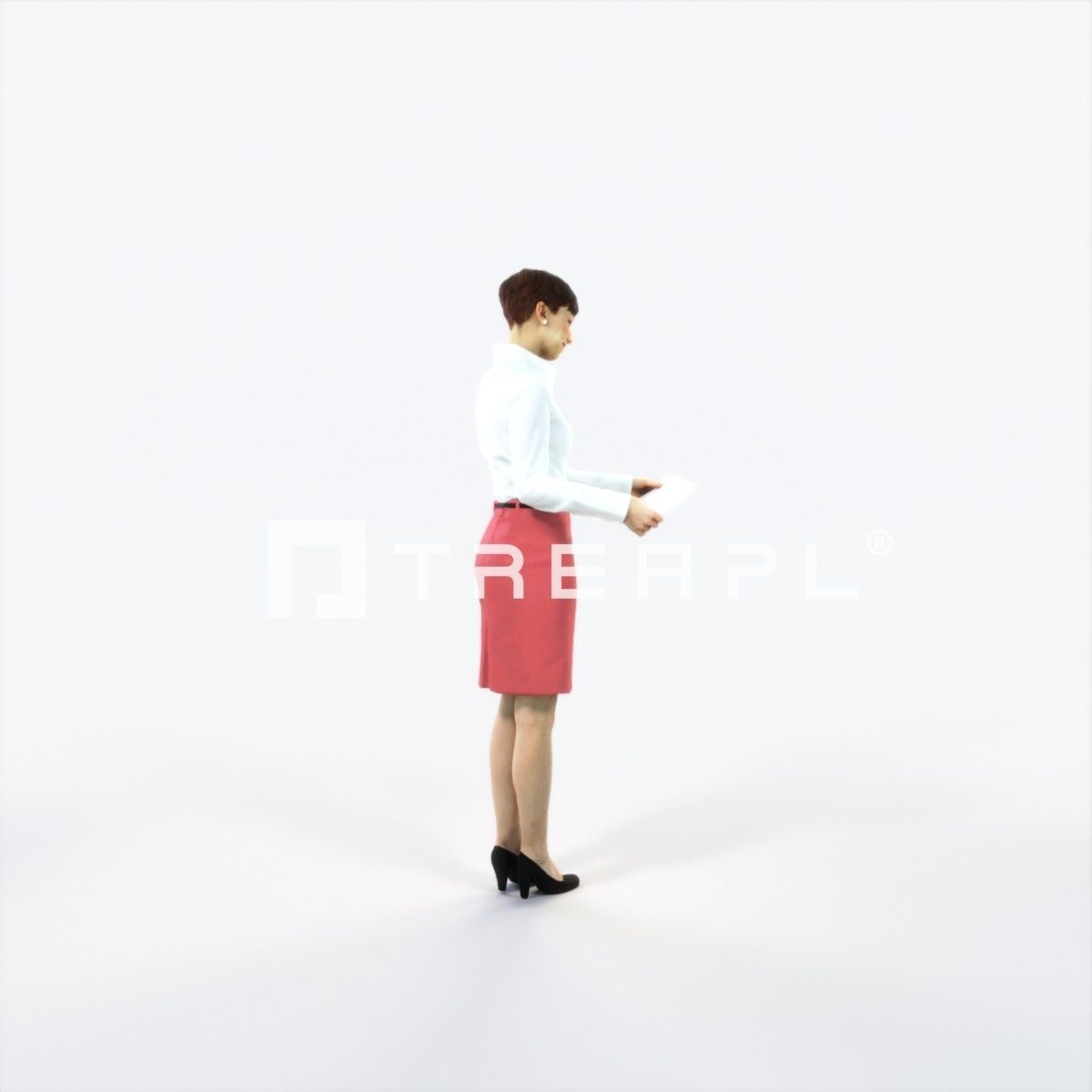 Luna 28F Documents Reading Reading Business Woman Low-poly 3D model_3