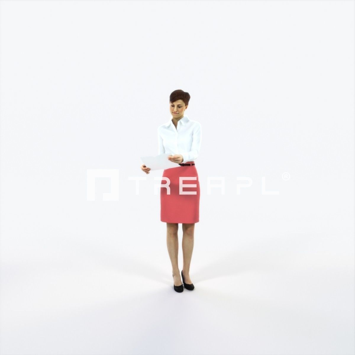 Luna 28F Documents Reading Reading Business Woman Low-poly 3D model_1