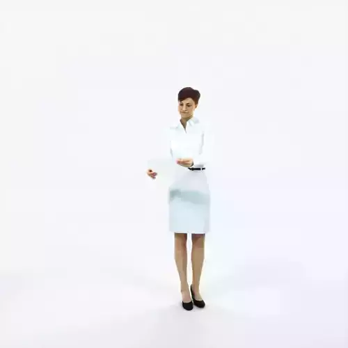 Luna 28D Documents Reading Reading Business Woman Low-poly 3D model