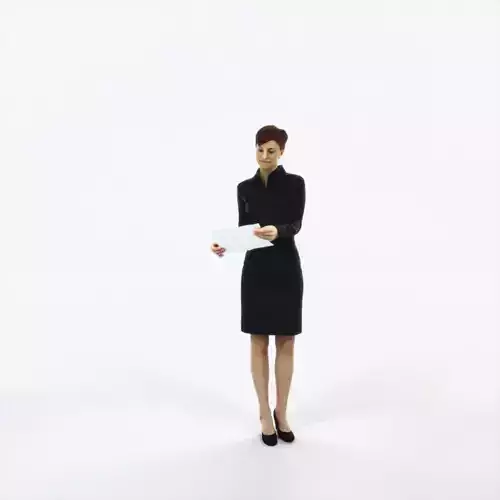 Luna 28B Documents Reading Reading Business Woman Low-poly 3D model