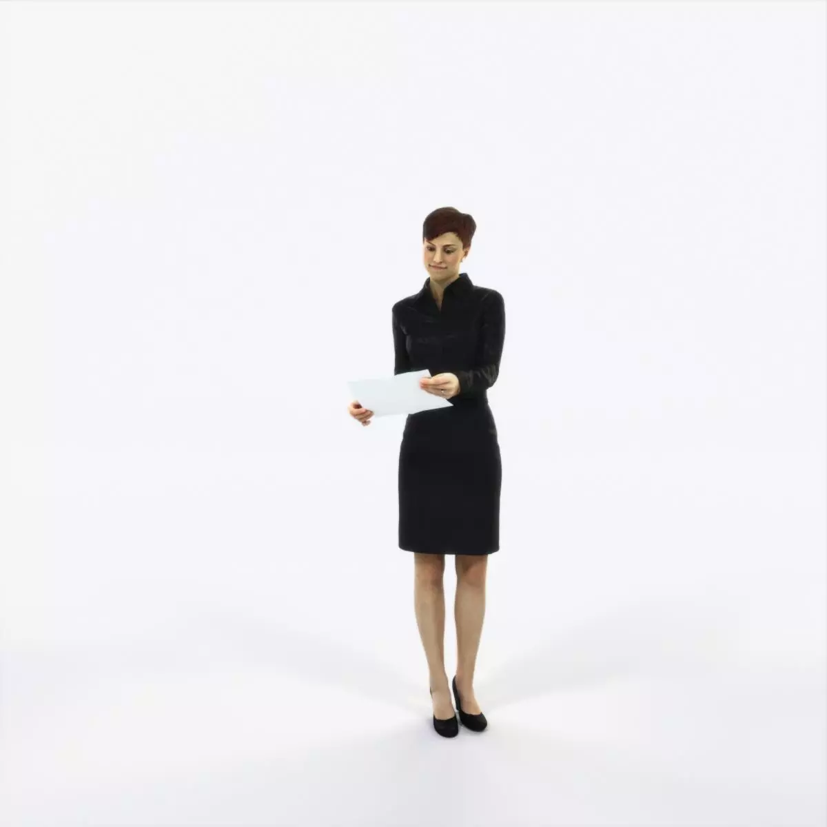 Luna 28B Documents Reading Reading Business Woman Low-poly 3D model_0