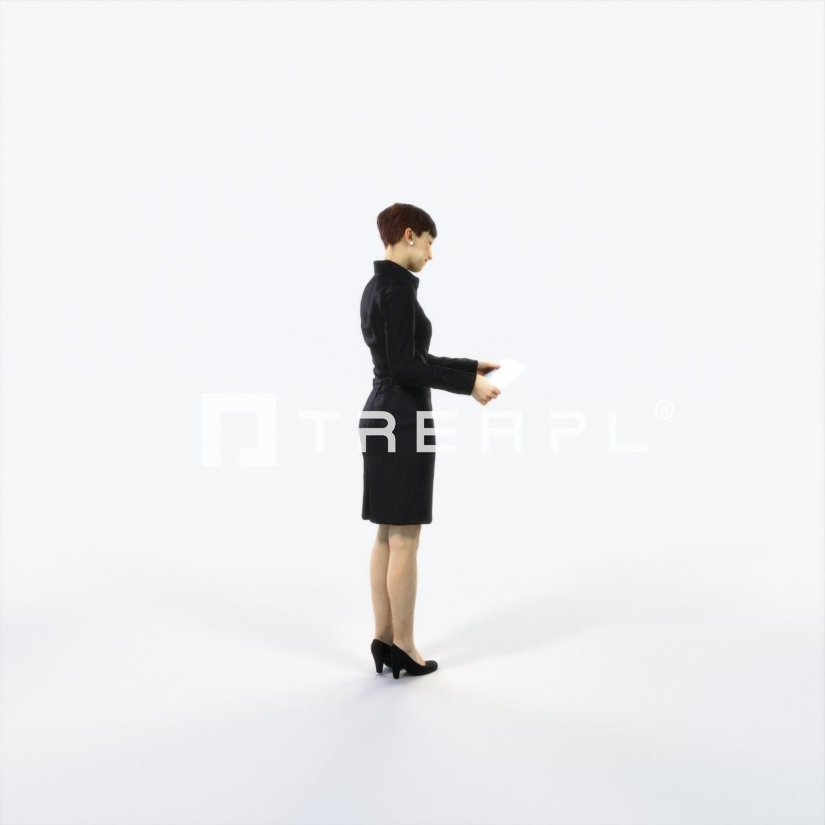 Luna 28B Documents Reading Reading Business Woman Low-poly 3D model_3