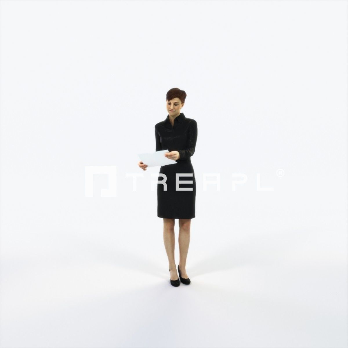 Luna 28B Documents Reading Reading Business Woman Low-poly 3D model_1