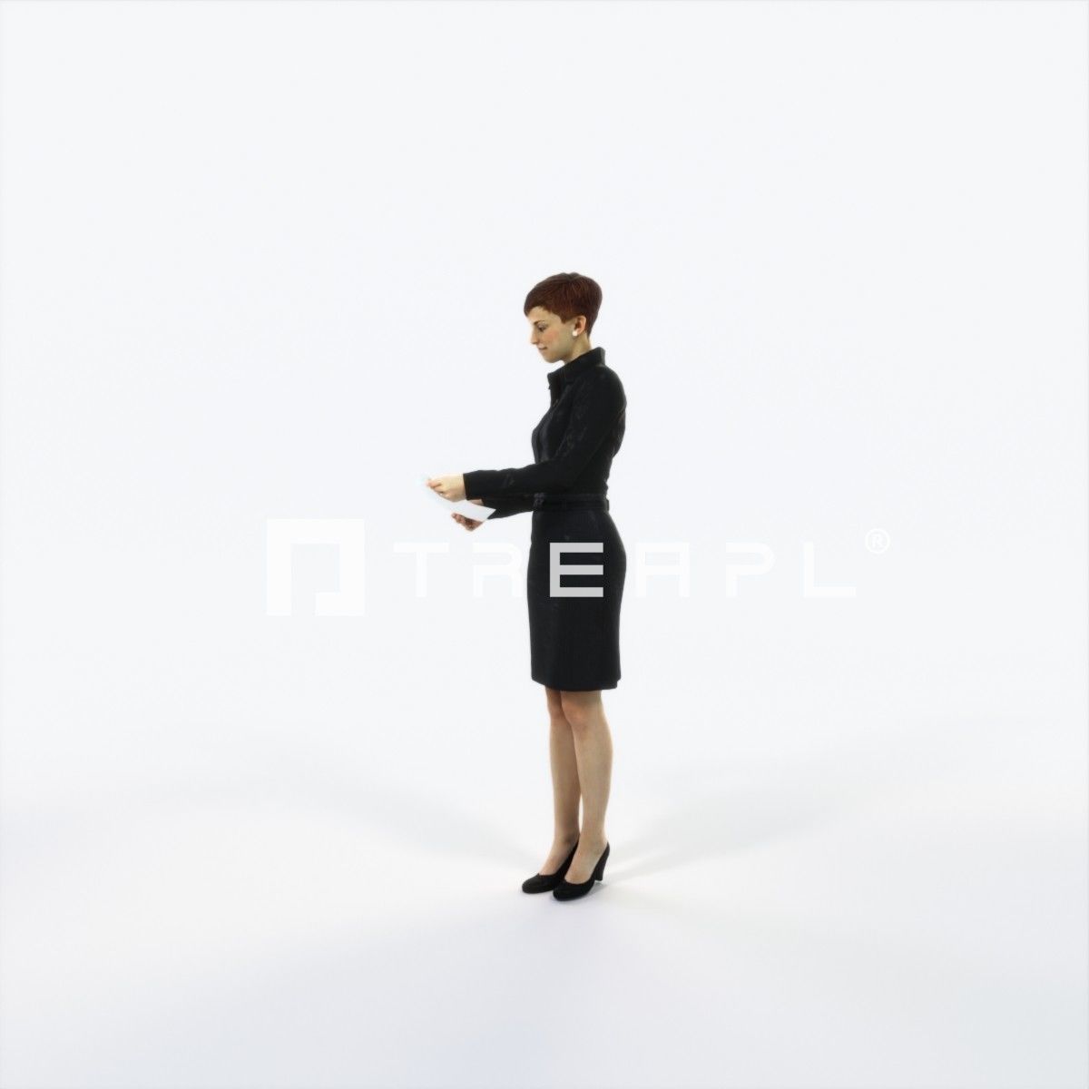 Luna 28B Documents Reading Reading Business Woman Low-poly 3D model_6