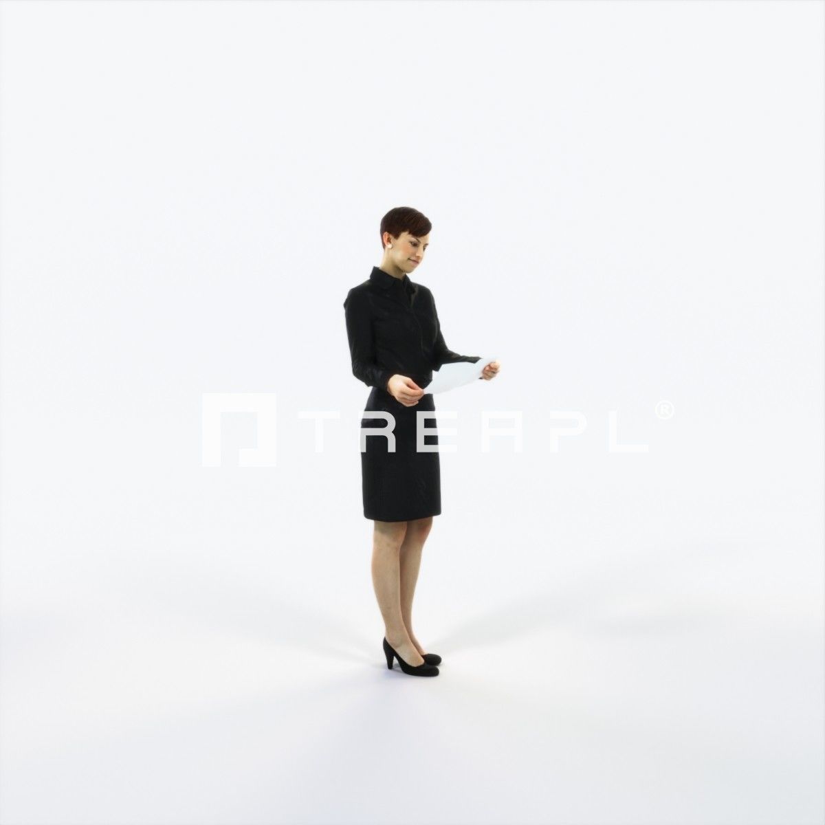 Luna 28B Documents Reading Reading Business Woman Low-poly 3D model_2