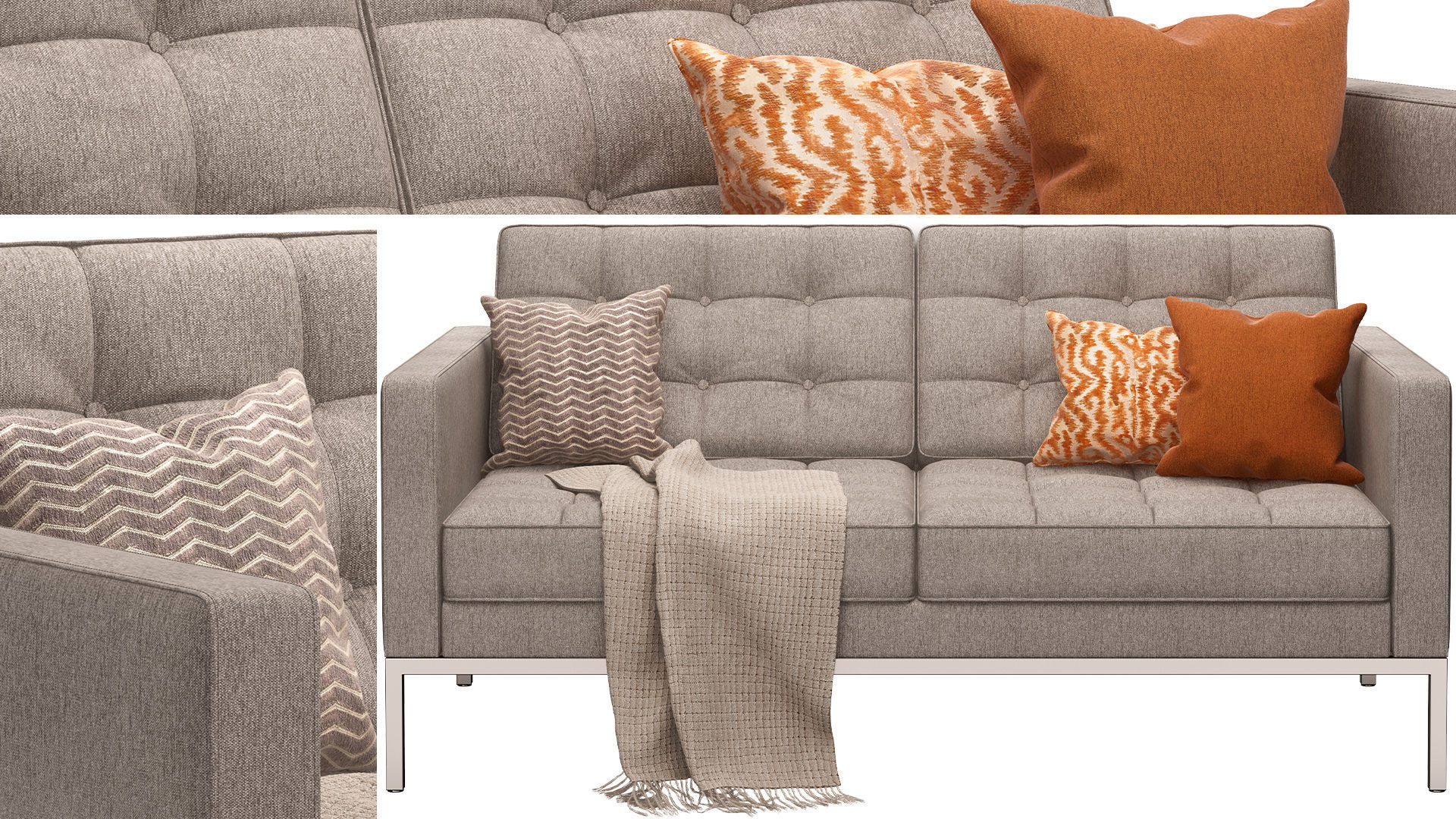 Florence Knoll Relaxed Settee 3D model_4