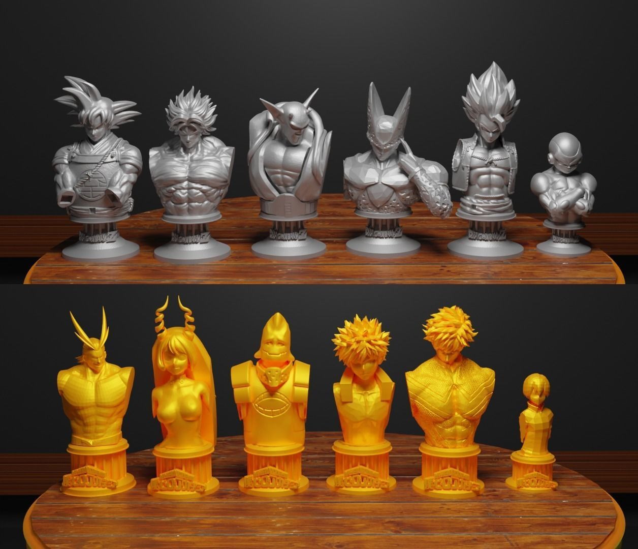 Anime Figure Chess Set Anime Character Chess Pieces V3 3D print model_6