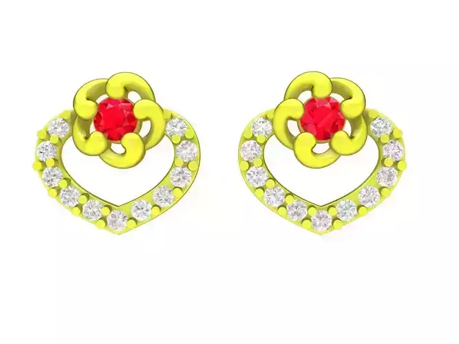 5806 kute heart diamond earrings 