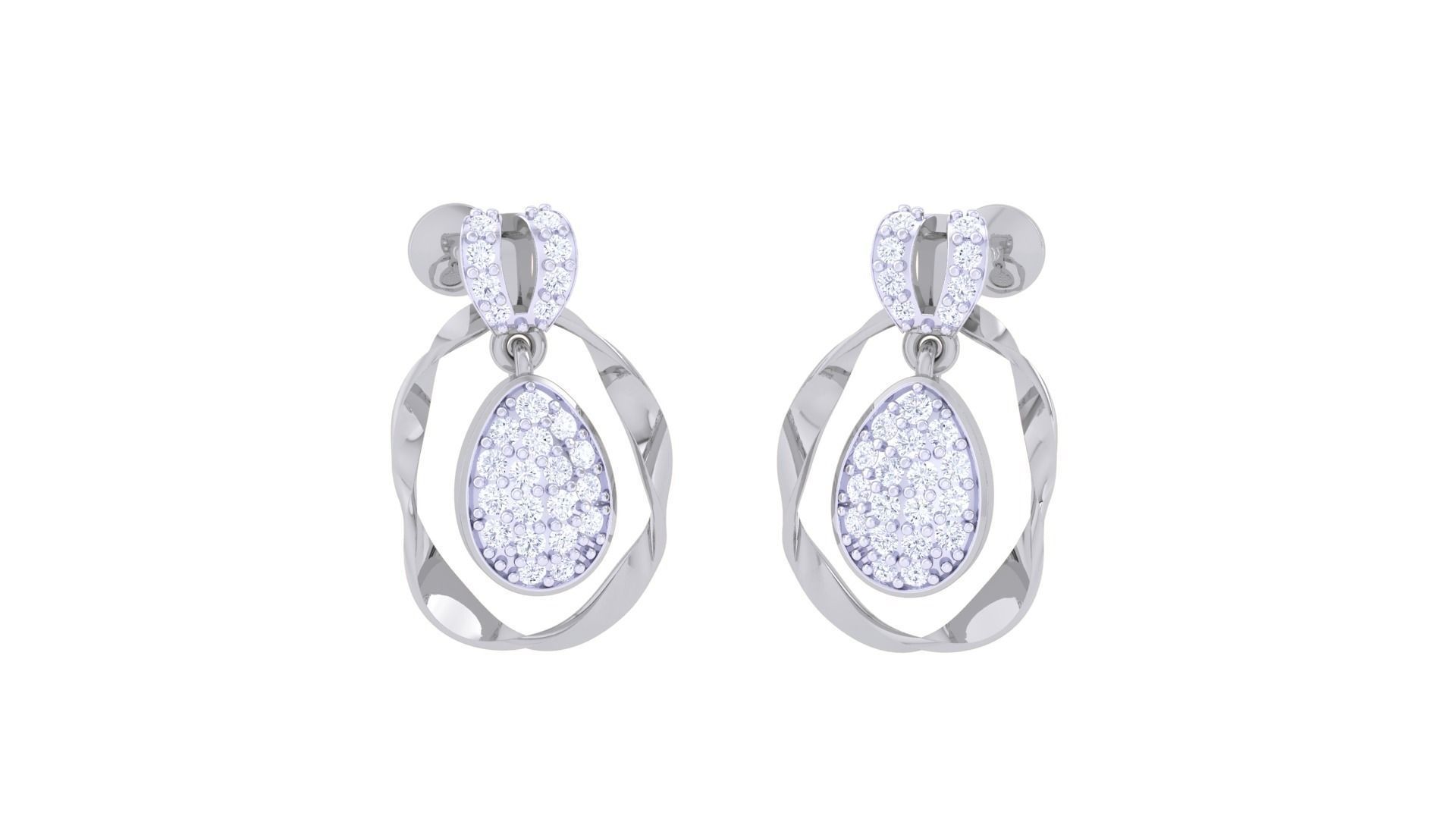 Women studs Earrings 3dm stl 3mf obj glb gltf mtl render detail 3D print model_3