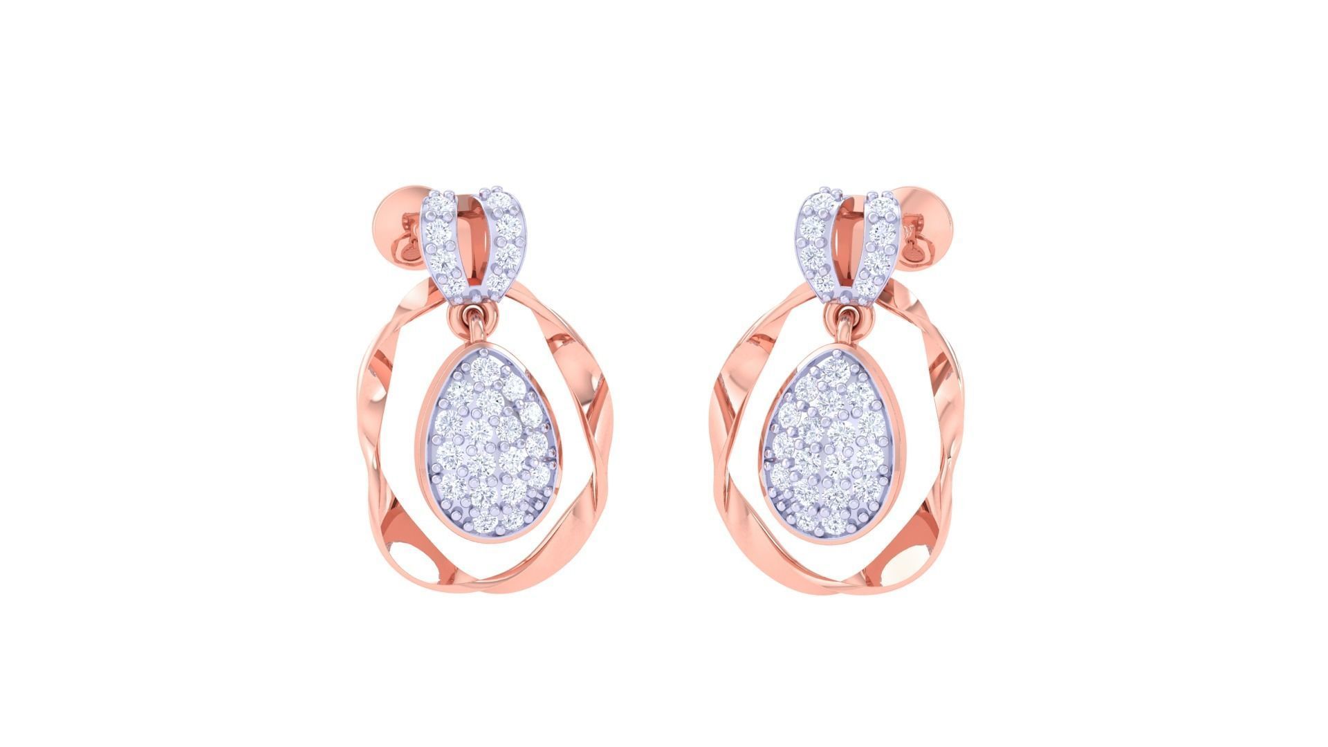 Women studs Earrings 3dm stl 3mf obj glb gltf mtl render detail 3D print model_2