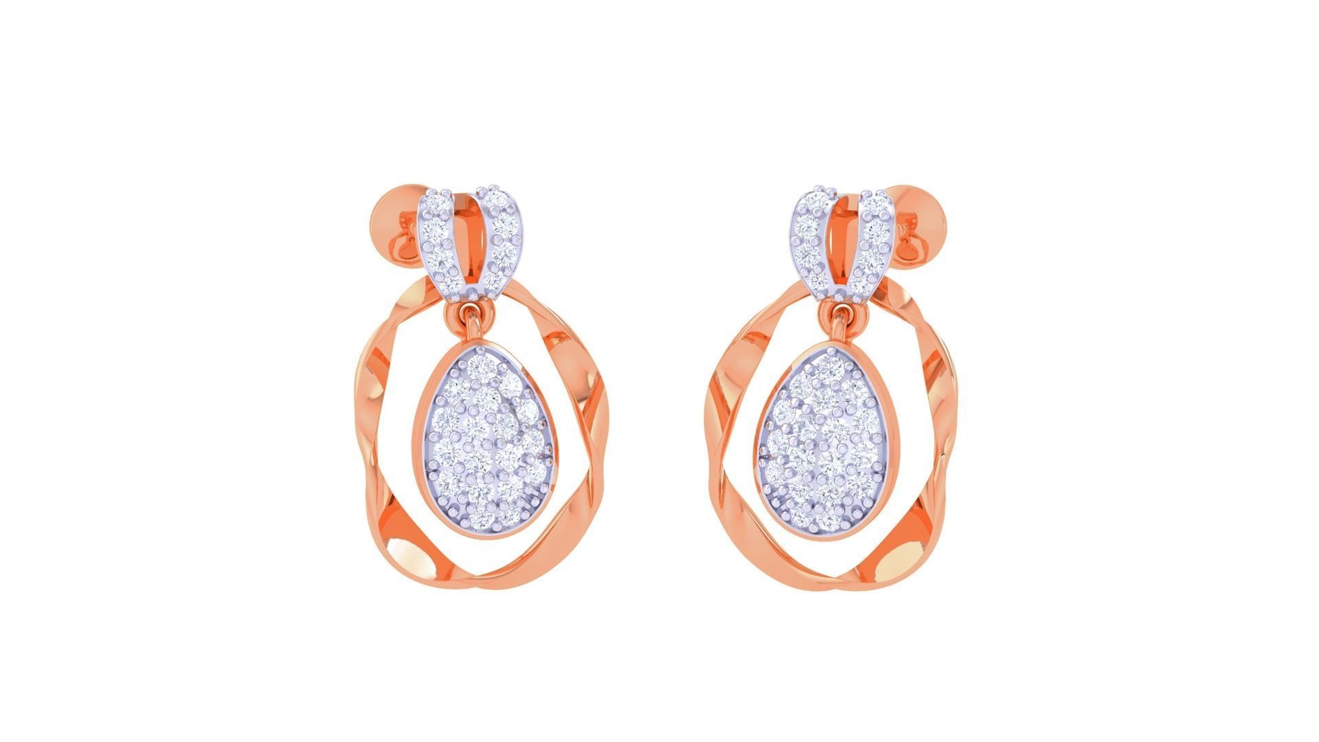 Women studs Earrings 3dm stl 3mf obj glb gltf mtl render detail 3D print model_5