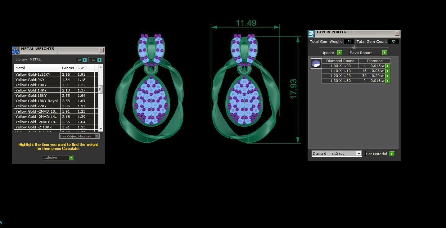 Women studs Earrings 3dm stl 3mf obj glb gltf mtl render detail 3D print model_4