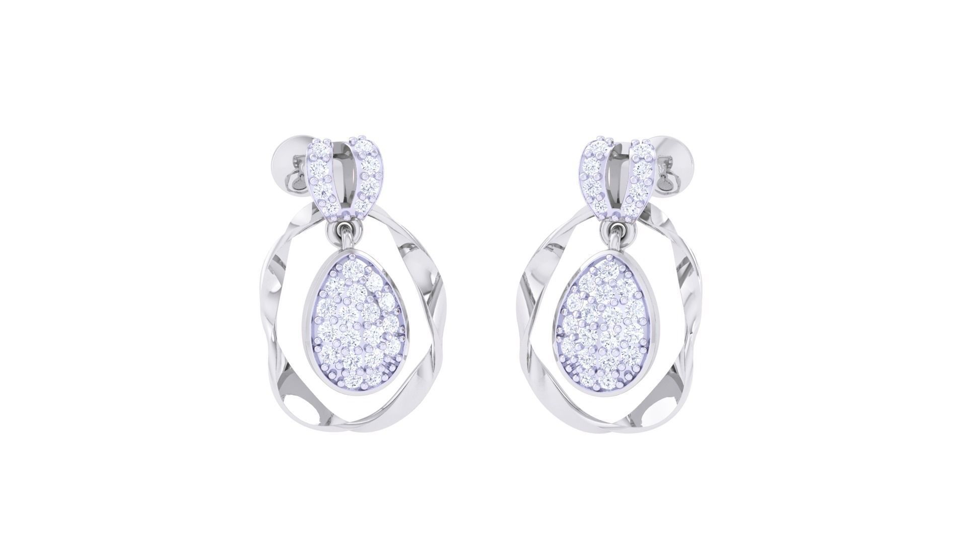 Women studs Earrings 3dm stl 3mf obj glb gltf mtl render detail 3D print model_1