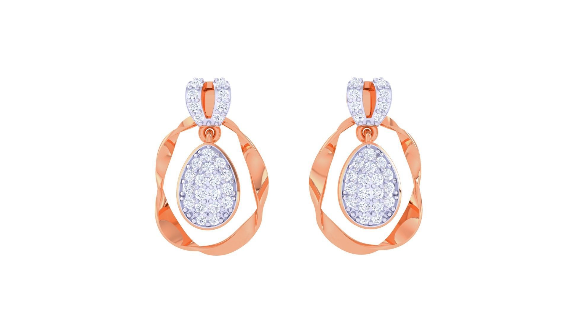 Women studs Earrings 3dm stl 3mf obj glb gltf mtl render detail 3D print model_7