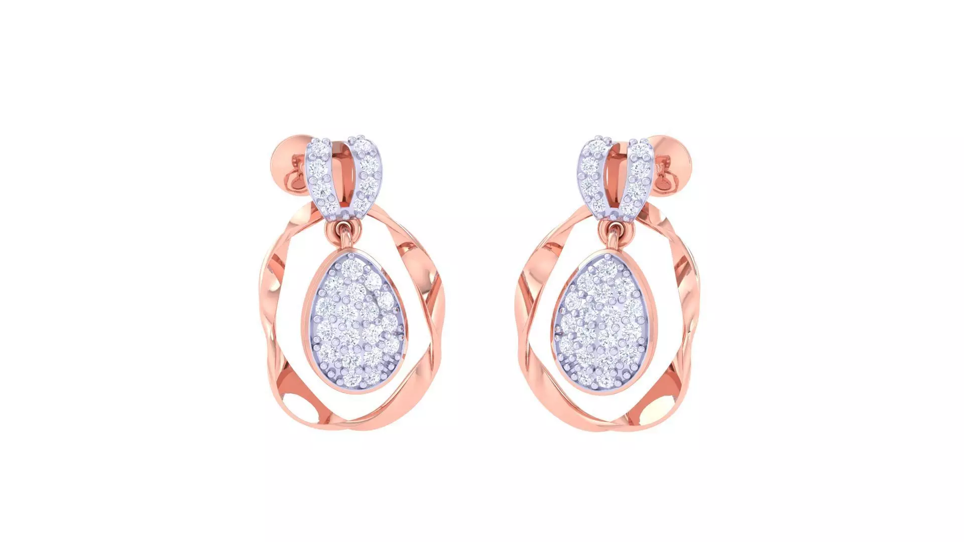 Women studs Earrings 3dm stl 3mf obj glb gltf mtl render detail 3D print model_0