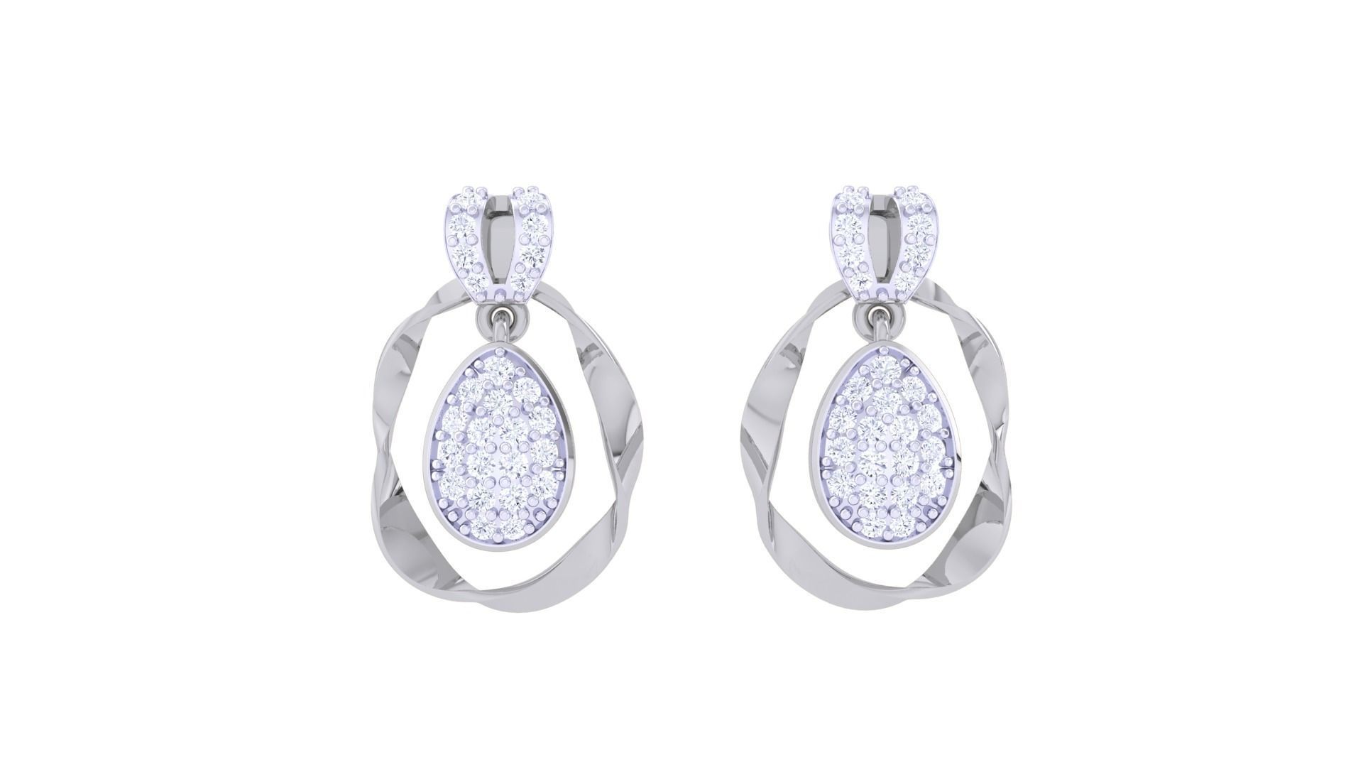 Women studs Earrings 3dm stl 3mf obj glb gltf mtl render detail 3D print model_8