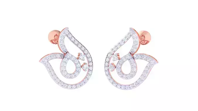 Women studs Earrings 3dm stl 3mf obj glb gltf mtl render detail