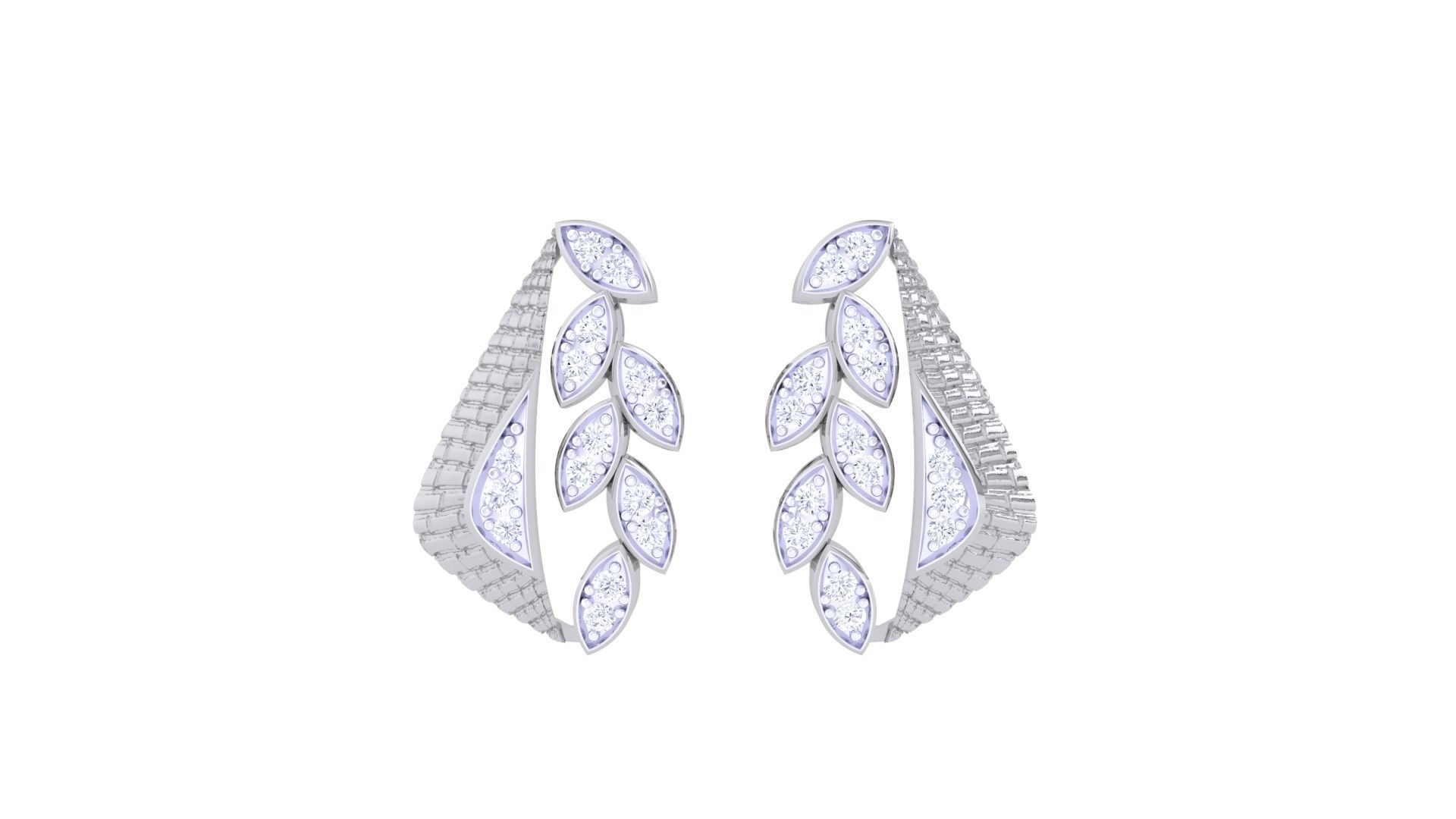 Women studs Earrings 3dm stl 3mf obj glb gltf mtl render detail 3D print model_7