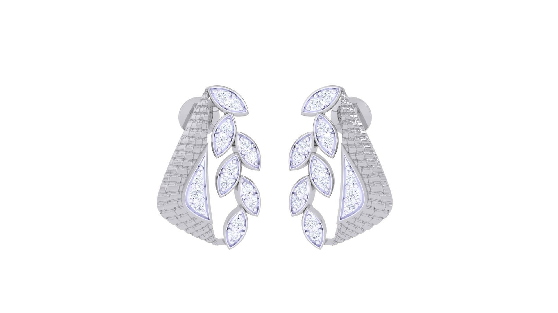 Women studs Earrings 3dm stl 3mf obj glb gltf mtl render detail 3D print model_6