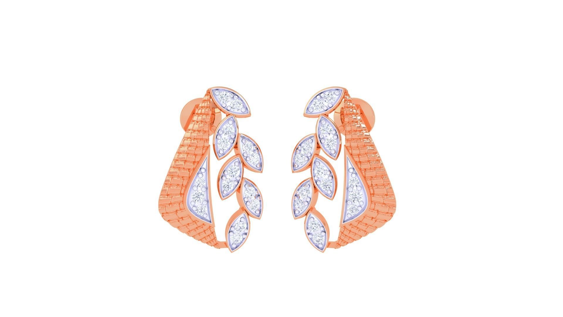 Women studs Earrings 3dm stl 3mf obj glb gltf mtl render detail 3D print model_5
