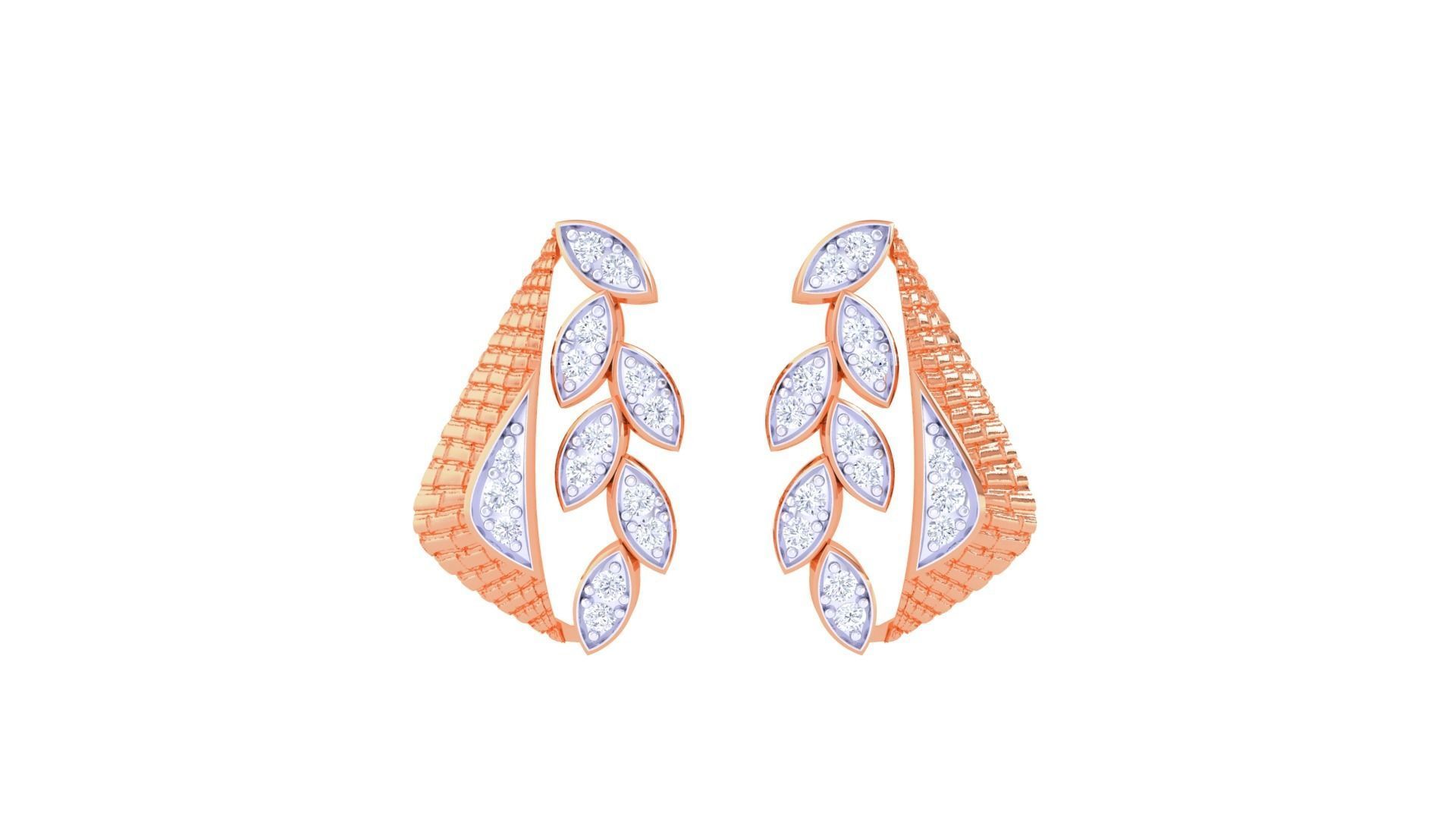 Women studs Earrings 3dm stl 3mf obj glb gltf mtl render detail 3D print model_8