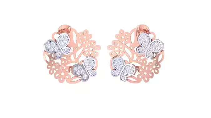 Women studs Earrings 3dm stl 3mf obj glb gltf mtl render detail