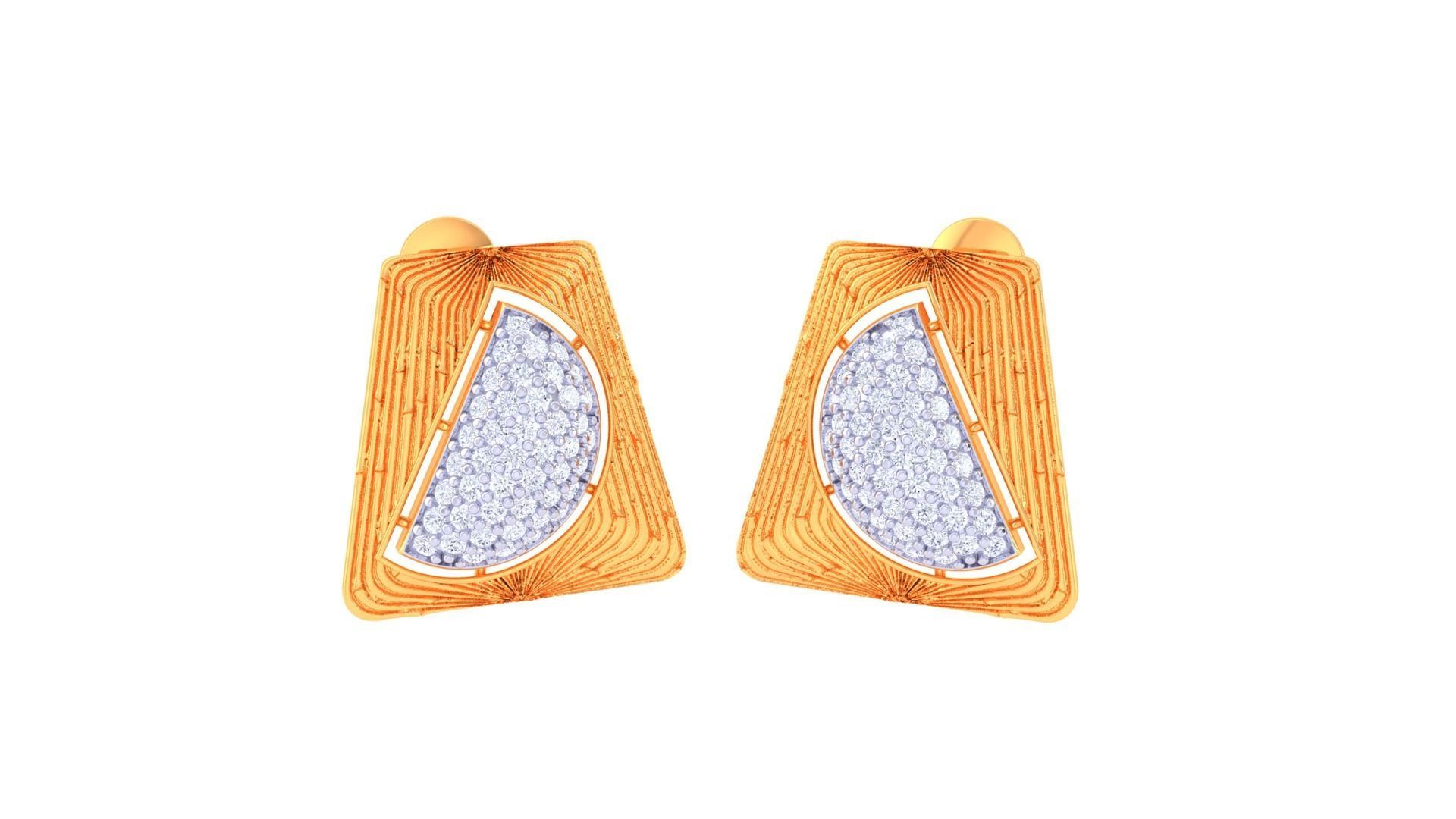 Women studs Earrings 3dm stl 3mf obj glb gltf mtl render detail 3D print model_3