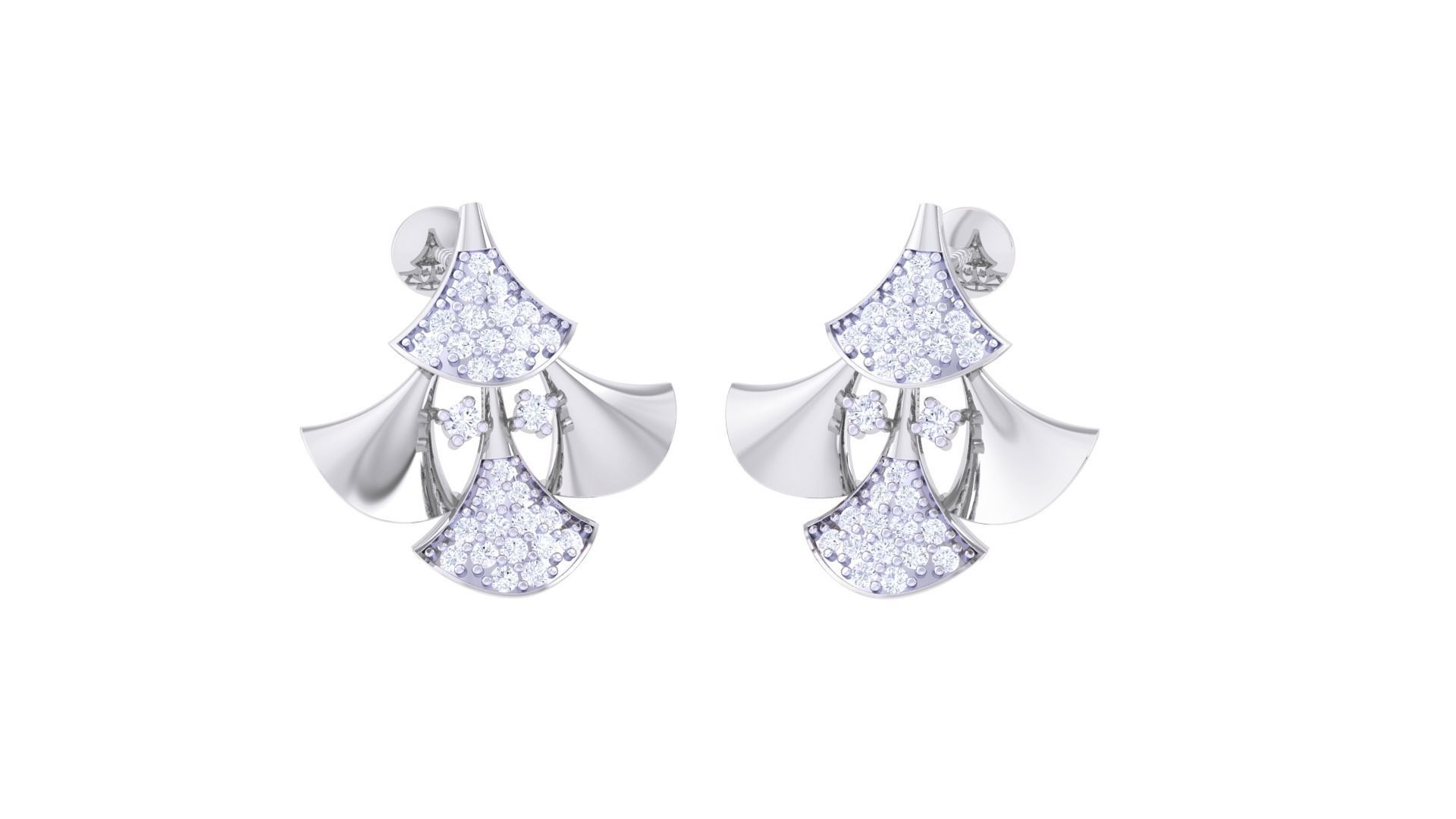 Women studs Earrings 3dm stl 3mf obj glb gltf mtl render detail 3D print model_2