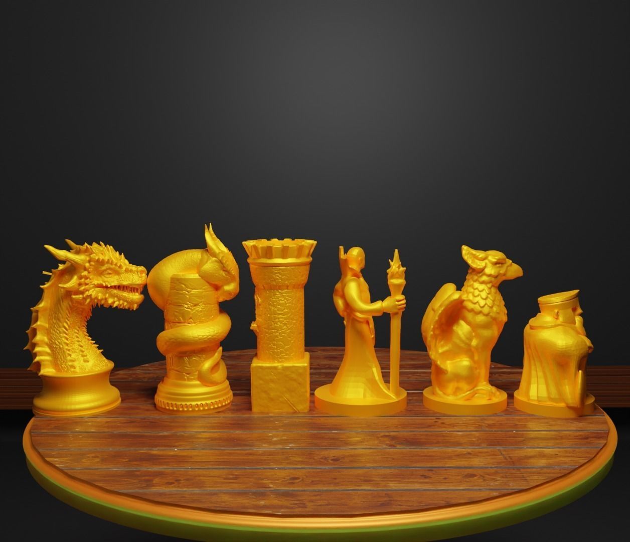 Dragon Figure Chess Set Epic Dragon Character Chess Pieces  3D print model_11