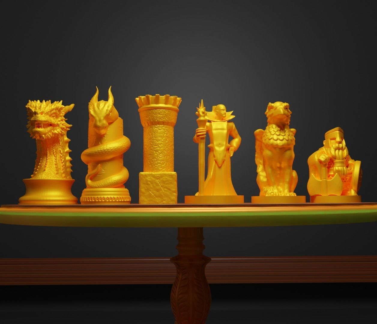 Dragon Figure Chess Set Epic Dragon Character Chess Pieces  3D print model_19