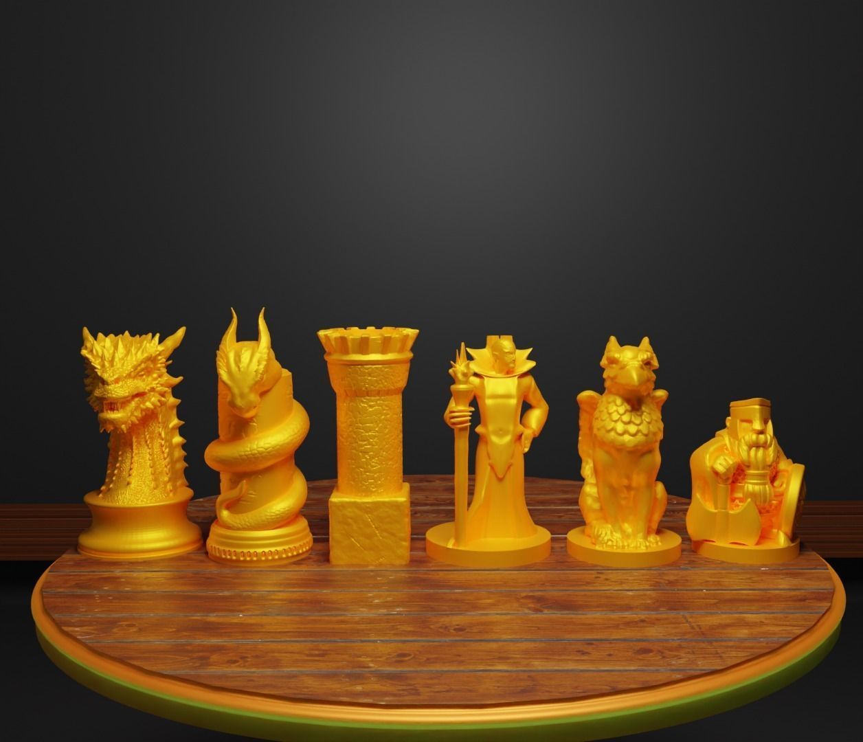 Dragon Figure Chess Set Epic Dragon Character Chess Pieces  3D print model_7