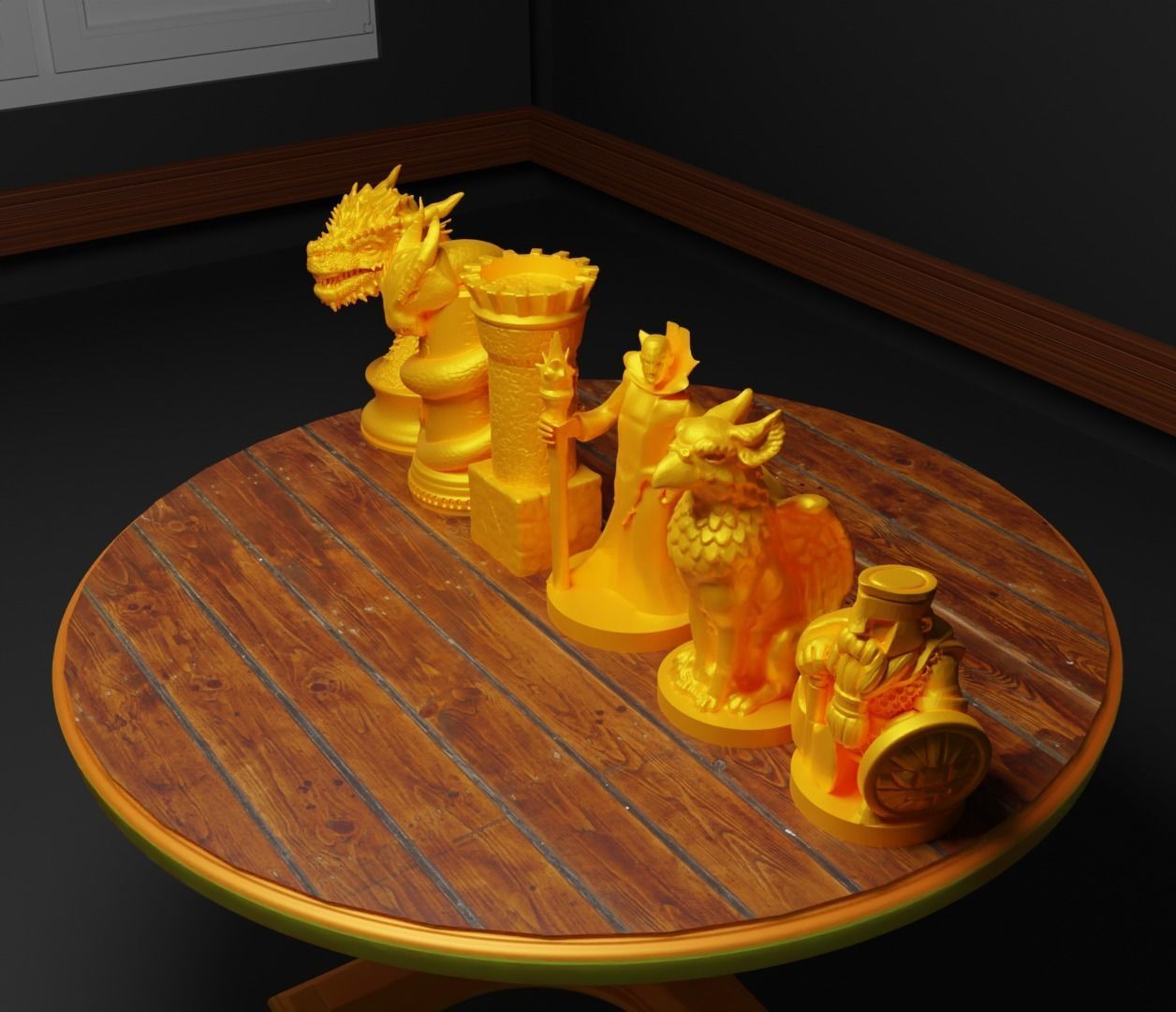 Dragon Figure Chess Set Epic Dragon Character Chess Pieces  3D print model_8