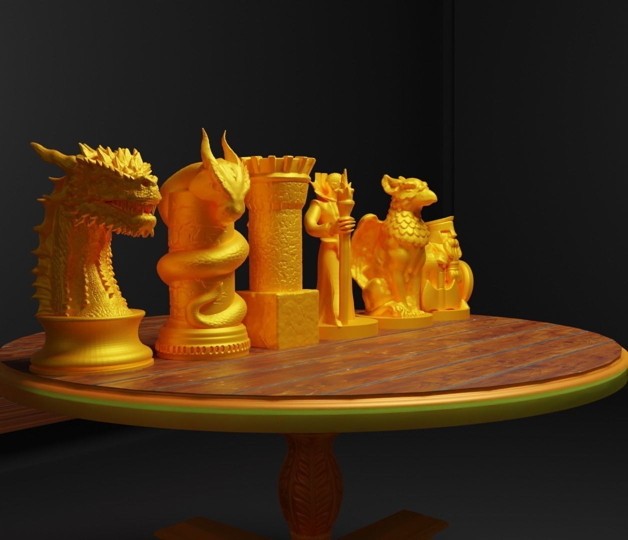 Dragon Figure Chess Set Epic Dragon Character Chess Pieces  3D print model_15
